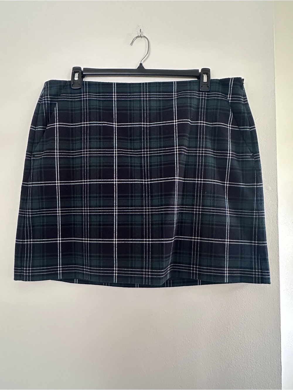 Loft Classic Black and Green Plaid A-Line Skirt